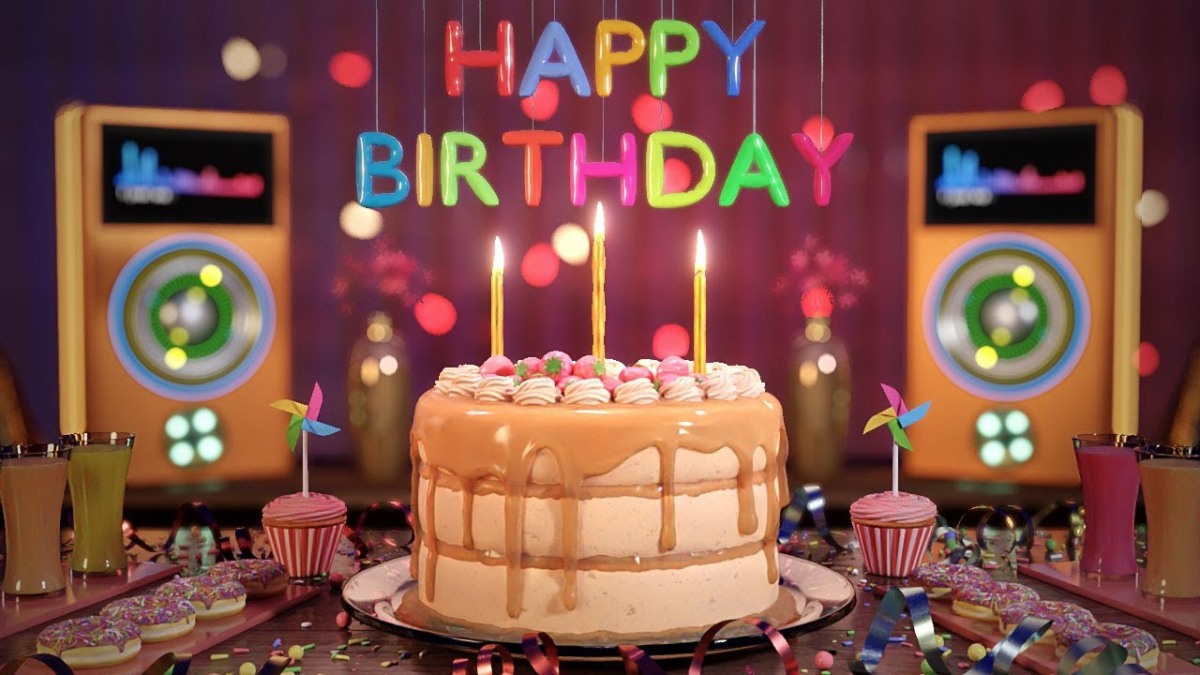 Birthday Song Animation (Cake with Speaker Visualization) Video